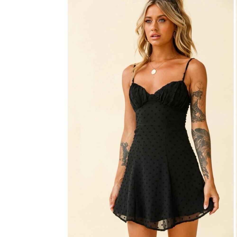 Selfie‎ Leslie Black Good Morning Angel Ruched Bust A-Line Dress Size xl